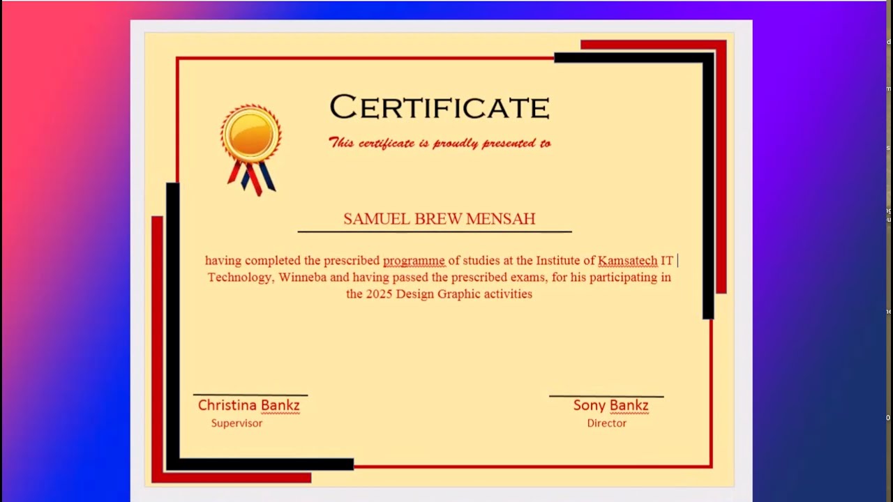 How to Design Simple Certificate in MS Word.