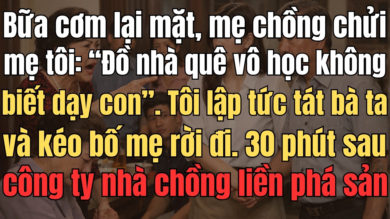 Bữa Cơm Lại Mặt, Mẹ Chồng Chửi Mẹ Tôi “Đồ Nhà Quê Vô Học Không Biết Dạy Con”. Tôi Lập Tức Tát Bà Ta