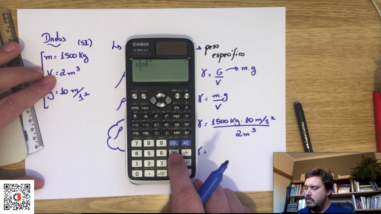 Calculando a massa e o peso específico de um fluido - exercício resolvido | Mecânica dos Fluidos
