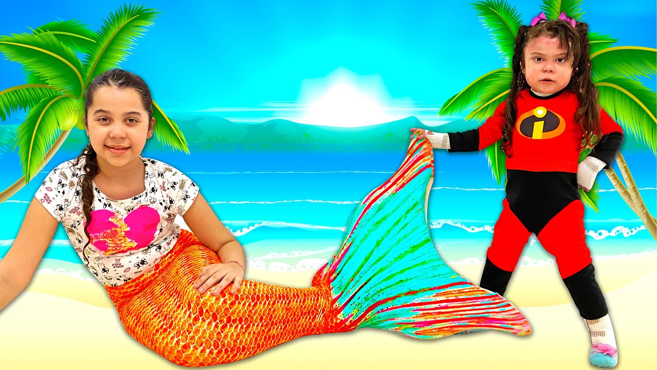 SARAH E ELOAH finge brincar de SEREIA AQUÁTICA