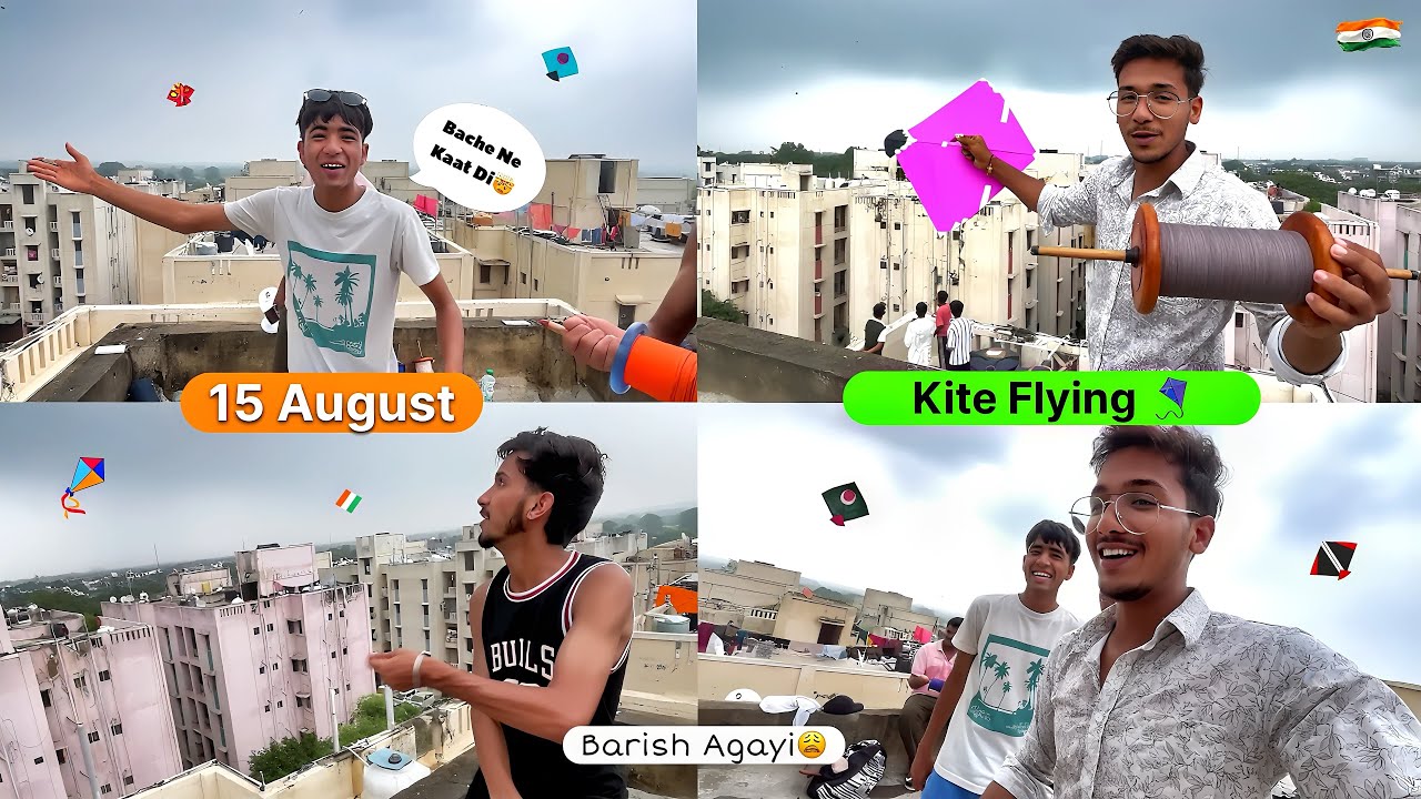 KITE FLYING ON 15 AUGUST🇮🇳 | Barish Agayi😩 #kitefestival #2025 