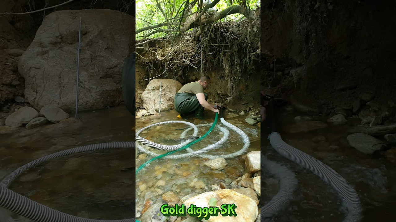 Gold Panning with a DIY Suction Nozzle - Uncovering a Real Golden Treasure!