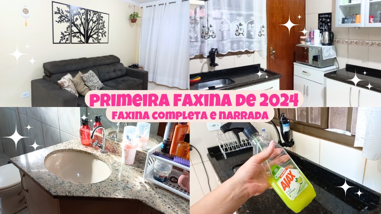 Primeira faxina de 2024 ♡ Faxina completa e narrada ♡ Faxina na casa toda