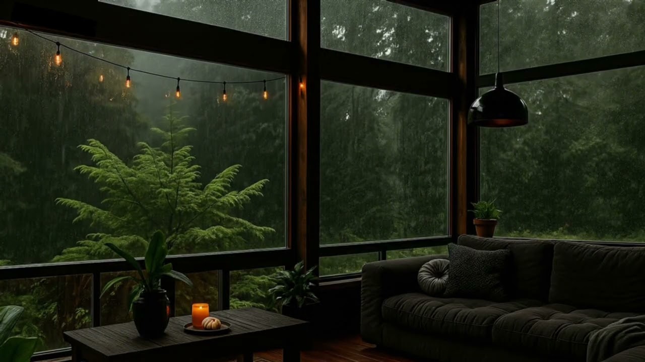 Forest Rain Sounds | Cozy Relaxing Ambience | Orman Evinde Yağmur Sesi | Huzur Veren Loş Atmosfer