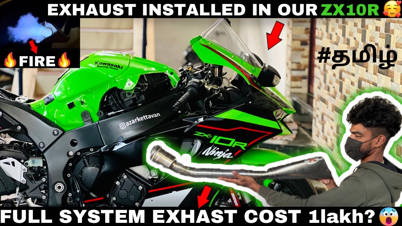 Finally full system exhaust installed 😍|for Zx10r 💚|cost 1lakh?😳| @azarkettavan |tamil| |zx10r|