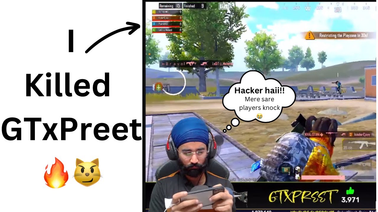 I killed GtxPreet ​⁠😂| @GtxPreet Was killed by Me 🔥 | | 1v3 with gtxPreet | Shocked reactions 😰