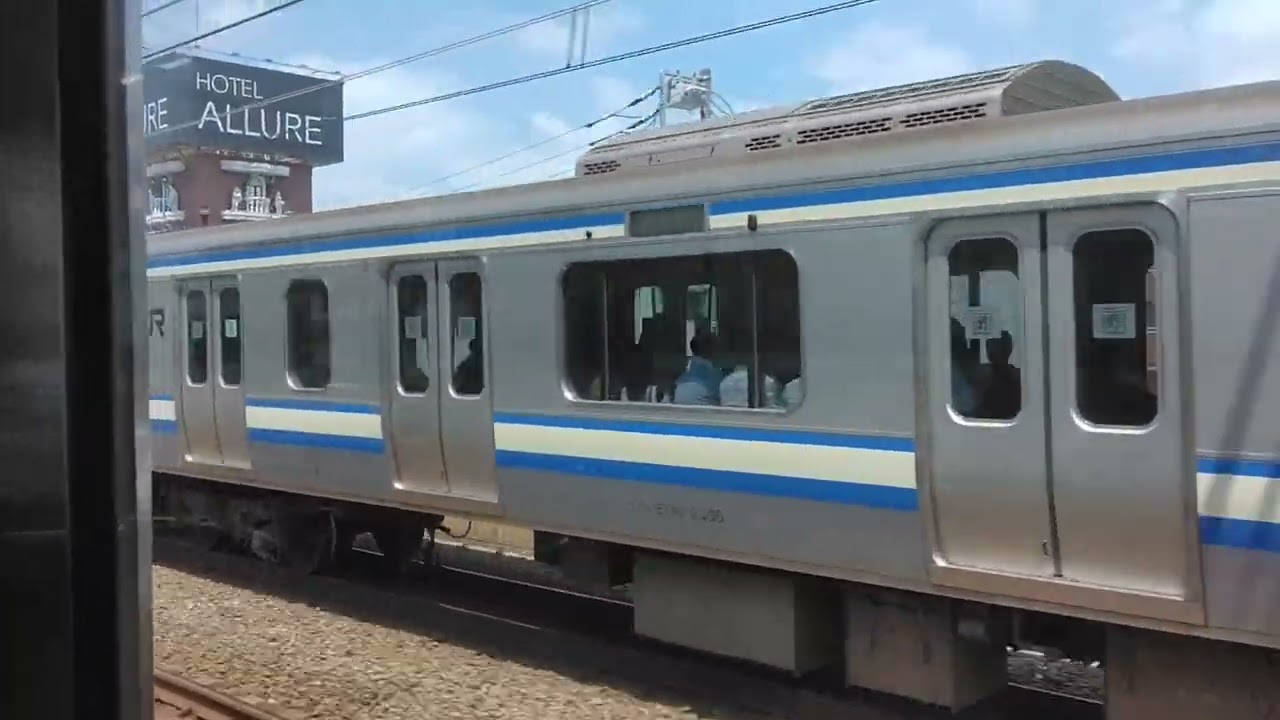 E217系と綺麗な並走!!!総武線各駅停車E231系と並走するE217系（下総中山駅発車から西船橋駅到着前まで）