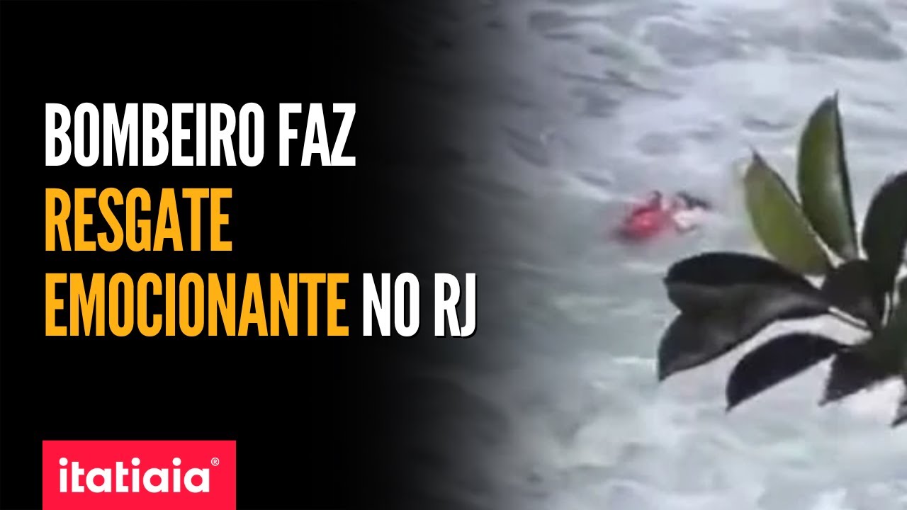 BOMBEIRO MERGULHA EM MAR AGITADO PARA SALVAR MULHER EM NITERÓI (RJ)
