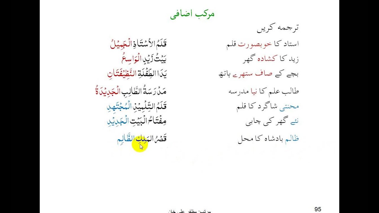 VIDEO 09 MURAKKAB IZAAFFI 2  آسان عربی گرامر برائے قرآن فہمی