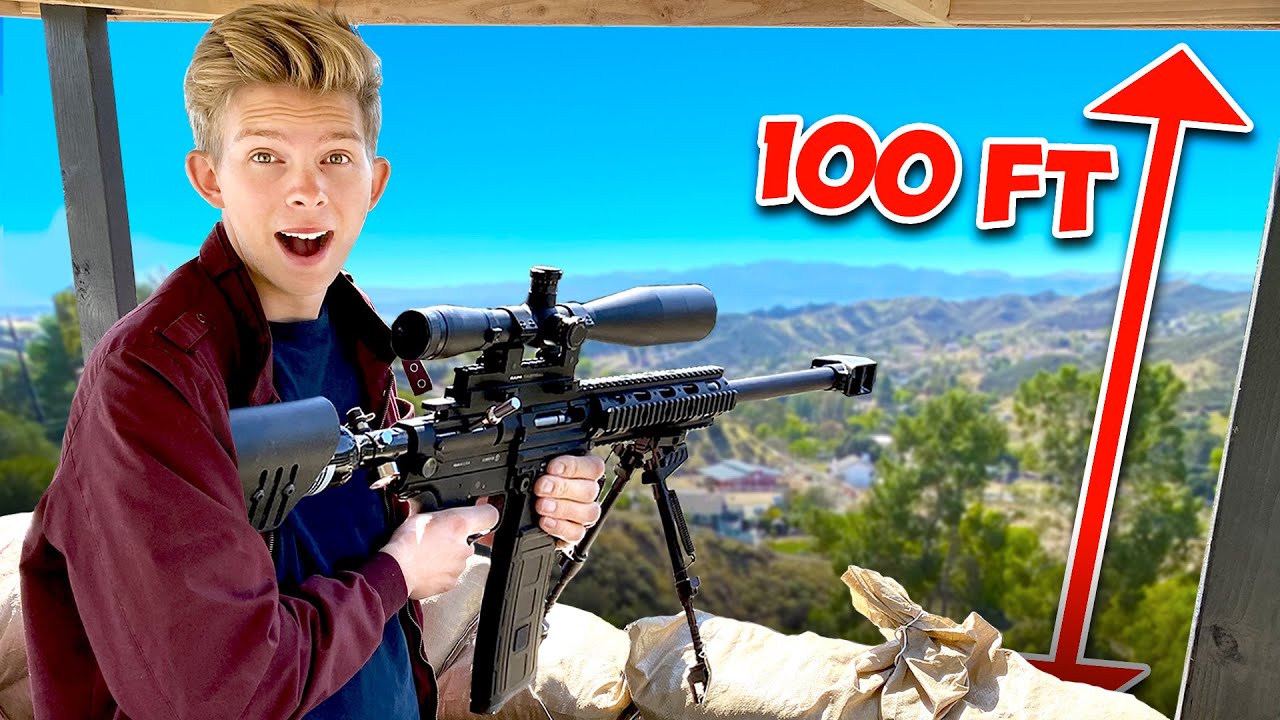 We built a Sniper Tower on Top of our Mountain! *100 FT*