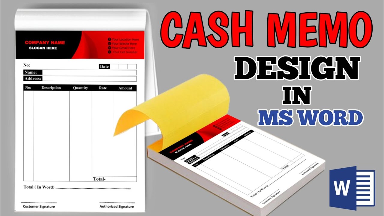 Cash Memo Design in MS Word |  Cash Memo Design  Easy Tatorial 2025