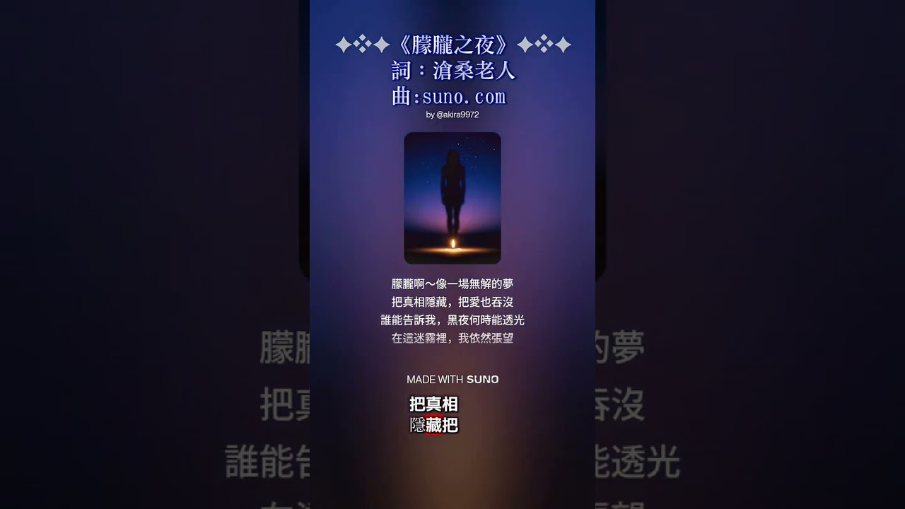 2025年紀念歌曲 ✦❖✦《朦朧之夜》✦❖✦  #suno  #music #慢搖滾民謠 #于朦朧