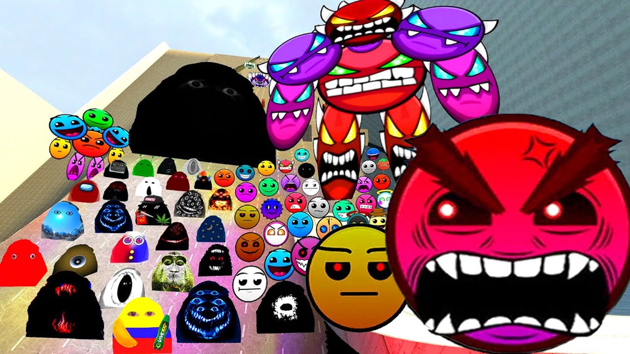 Angry Munci Nextbots And Geometry Dash and Lobotomy Dash Nextbots Family Chasing me in Garry's Mod.