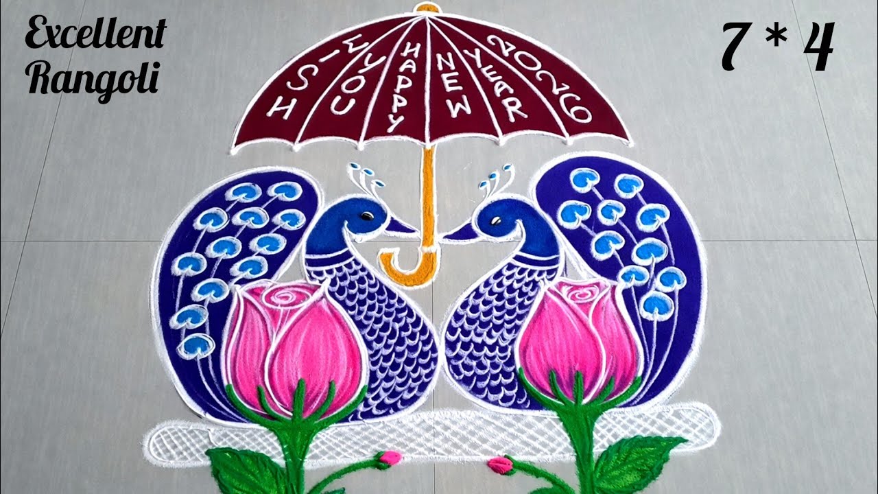 🌺2026 Amazing stylish peacock 🦚new year rangoli #yt #new #trending #viral #video @excellentrangoli