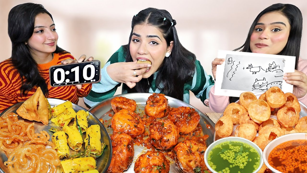 Guess the Proverb ( kahavaten) Food Eating Challenge | Spicy Momo's, Golgappa, Samosa, Spicy Burger