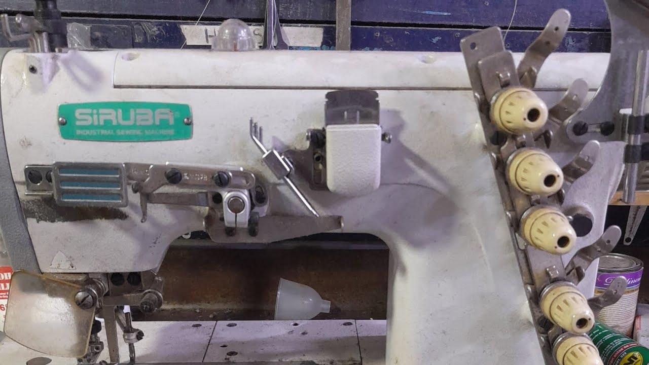 Reparacion de máquina de coser collareta tapa costura recubridora cambio de correa principal dentada