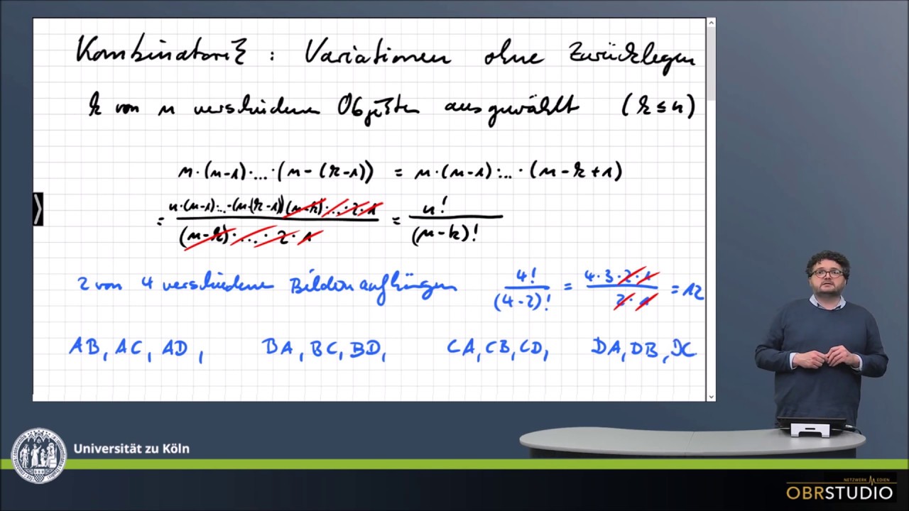 0087 Kombinatorik Variationen ohne Zur&uuml;cklegen