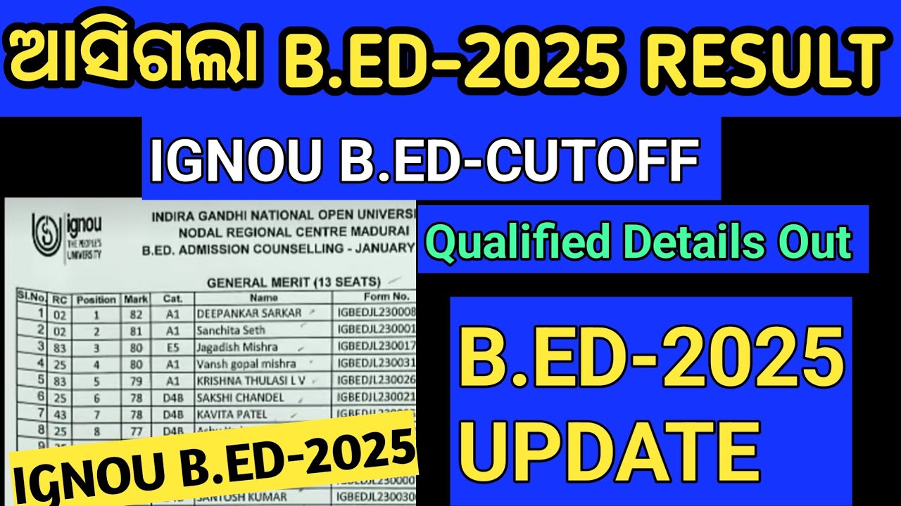 IGNOU B.ED-2025 Result Out//Cutoff & Qualified Details Big Update//Must Watch...