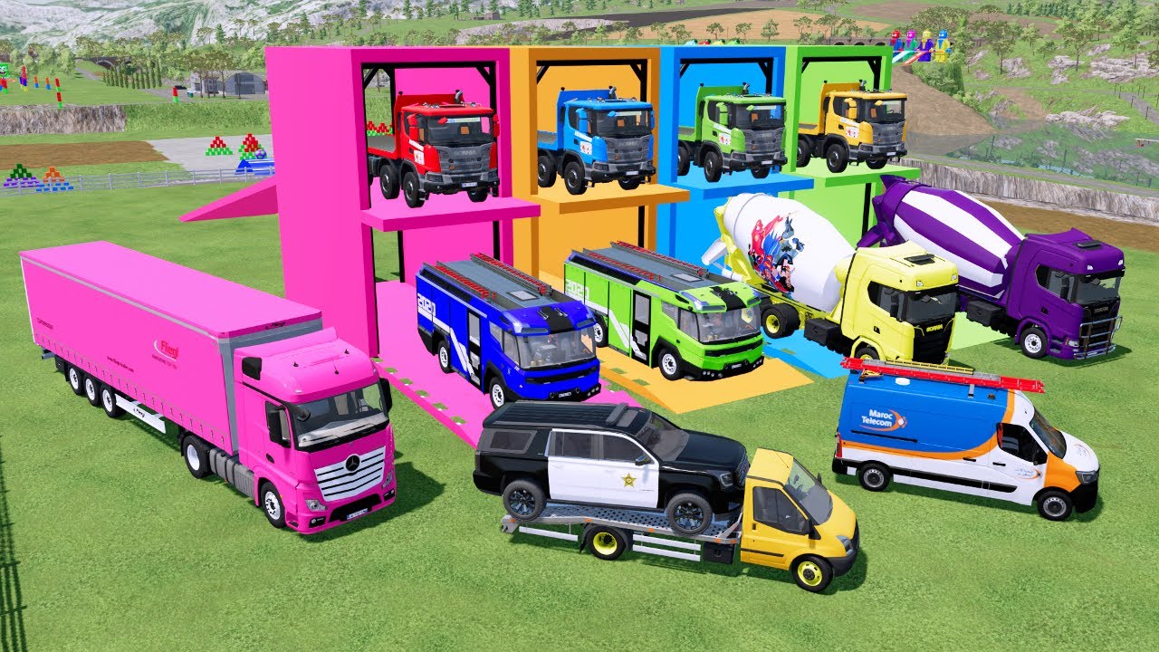 Transporting Excavator, Dump Truck, Tractor Dump Tipper & Fire Truck – FS22