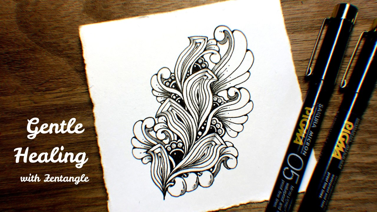 【Zentangle Inspired Art】Gentle Healing – Flowing Petal Layers & Soft Shading (Full Process)