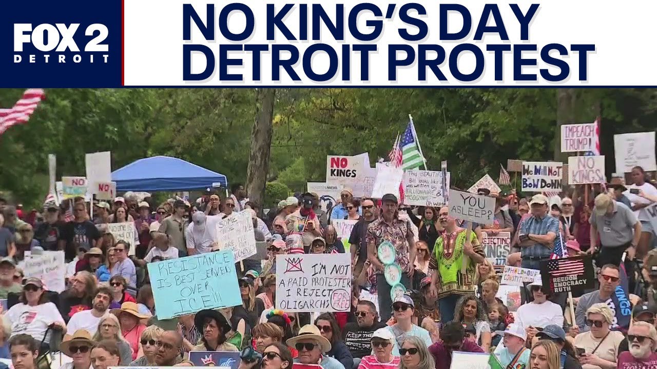 Thousands gather at Detroit's Clark Park for 'No Kings Day' protest