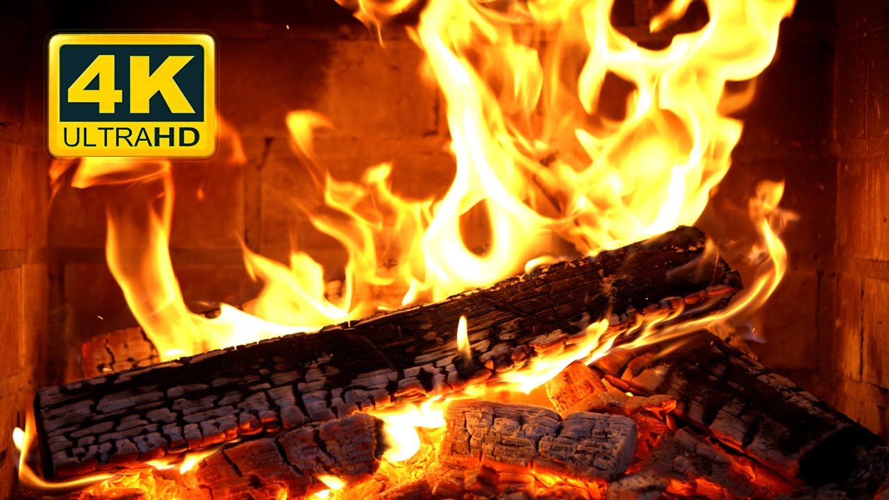 FIREPLACE 4K 🔥 Cozy Fire Ambience (12 HOURS). Fireplace video with Burning Logs & Fire Sounds
