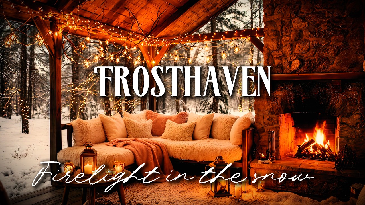 FROSTHAVEN ❄️ Cozy Winter Cabin Ambience (Piano Music + Fireplace) | 3 Hours