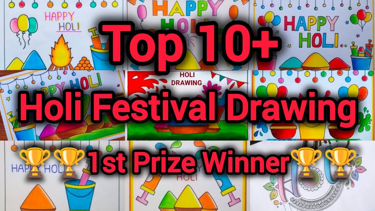 Holi Drawing Ideas/Happy Holi Poster Drawing Easy/Holi Special Colours Drawing/Holi Festival Drawing