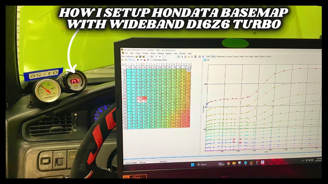 SETTING UP HONDATA BASEMAP & WIDEBAND ON D16Z6 TURBO