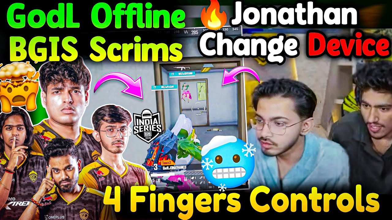 GodLike Offline BGIS Scrims📈🔥 Jonathan Device Change🚨 4 Fingers Controls😳
