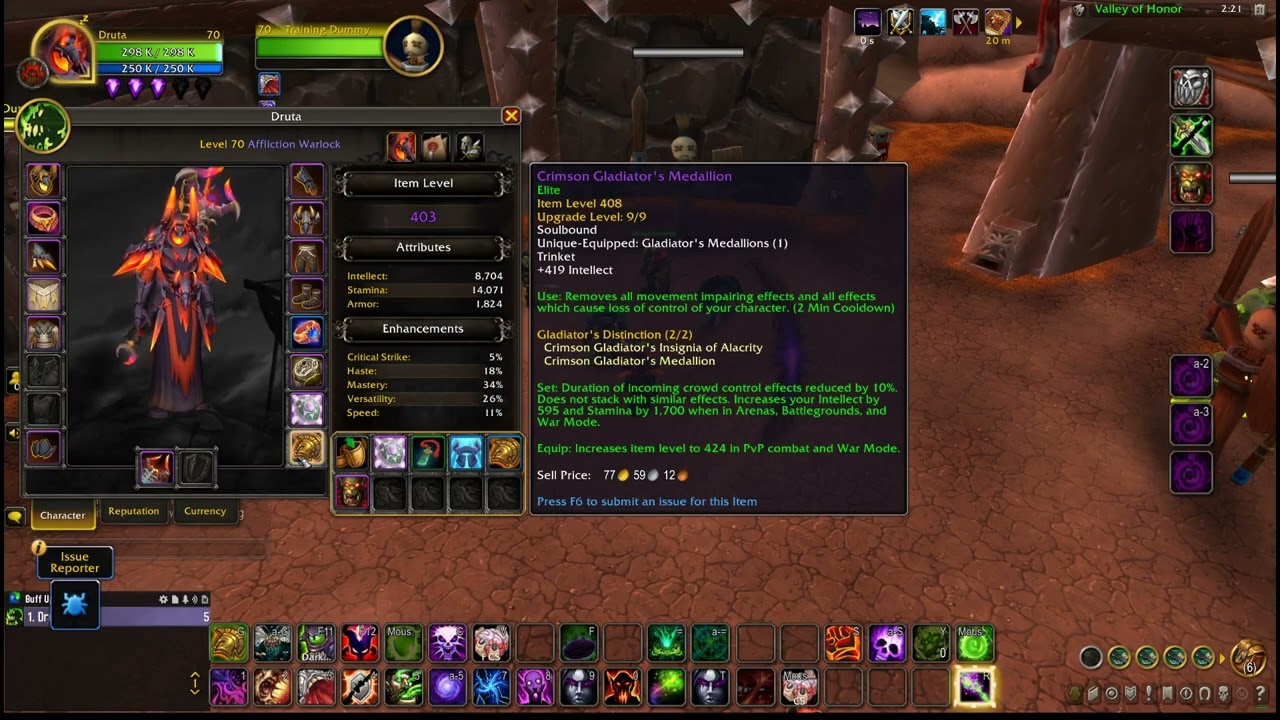 Dragonflight Beta PvP Affliction Warlock Gear and Stats explained