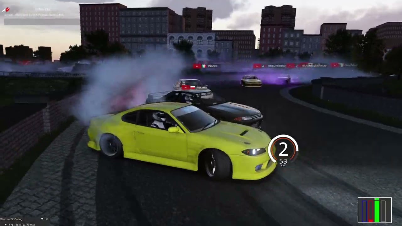 Tandem Drifting - Brooklyn Park (Assetto Corsa online multiplayer)