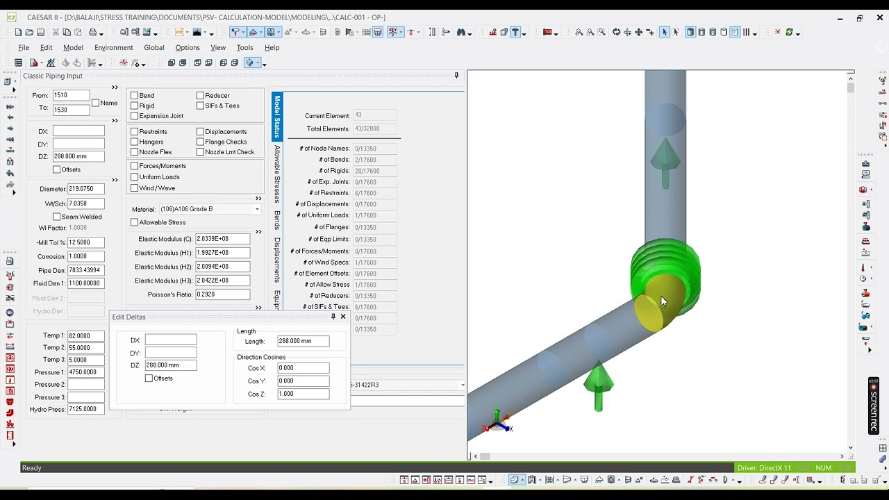CAESAR-2 PIPING MODELING/ REDUCER/MEASURE THE DISTANCE /PIPE BENDS-    PSV LINES (INLET/OUTLET)PART2