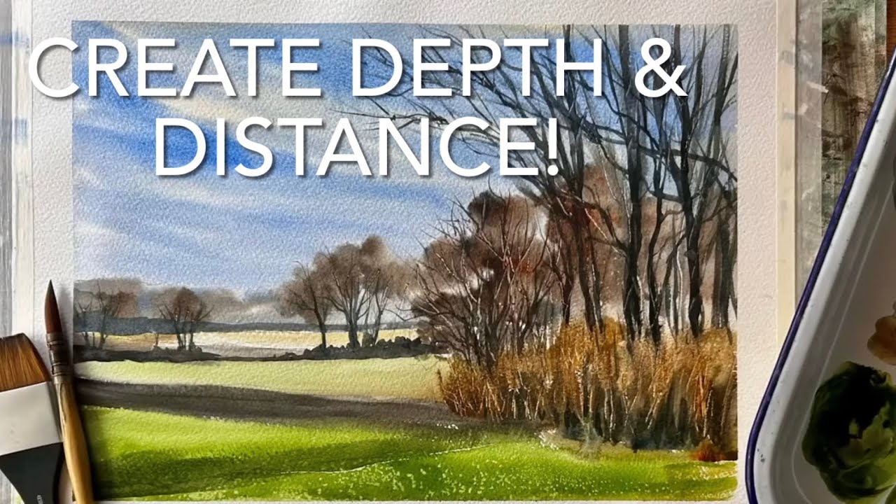 Beginners AERIAL PERSPECTIVE! LOOSE Watercolour Landscape PAINTING Trees Watercolor Techniques