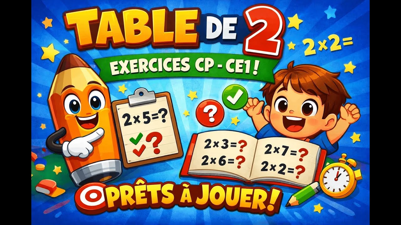 Table de 2 - exercices CP CE1 - Multiplication