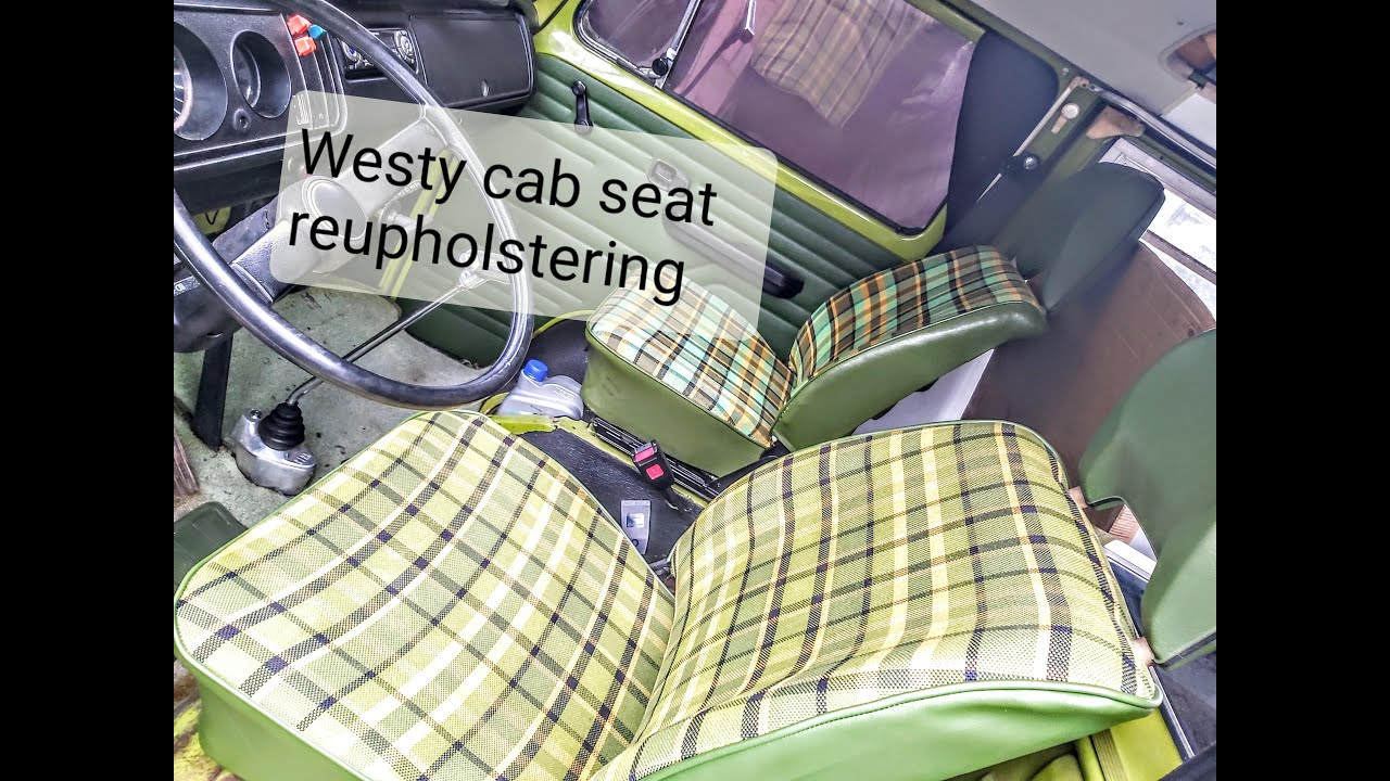 Westfalia cab seat overhaul. 1978 VW camper, fitting replica seat covers.