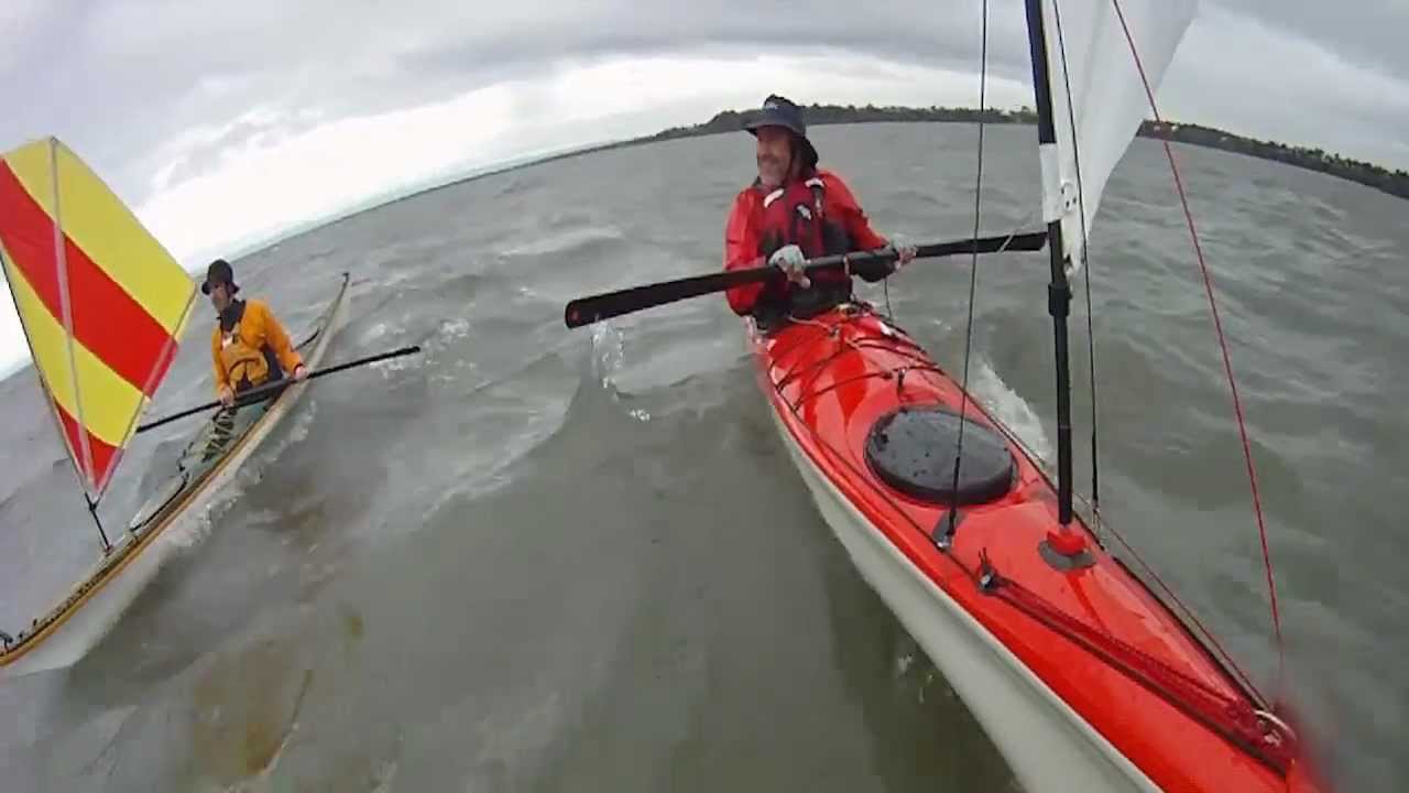 Sea kayak sailing with Stevatron
