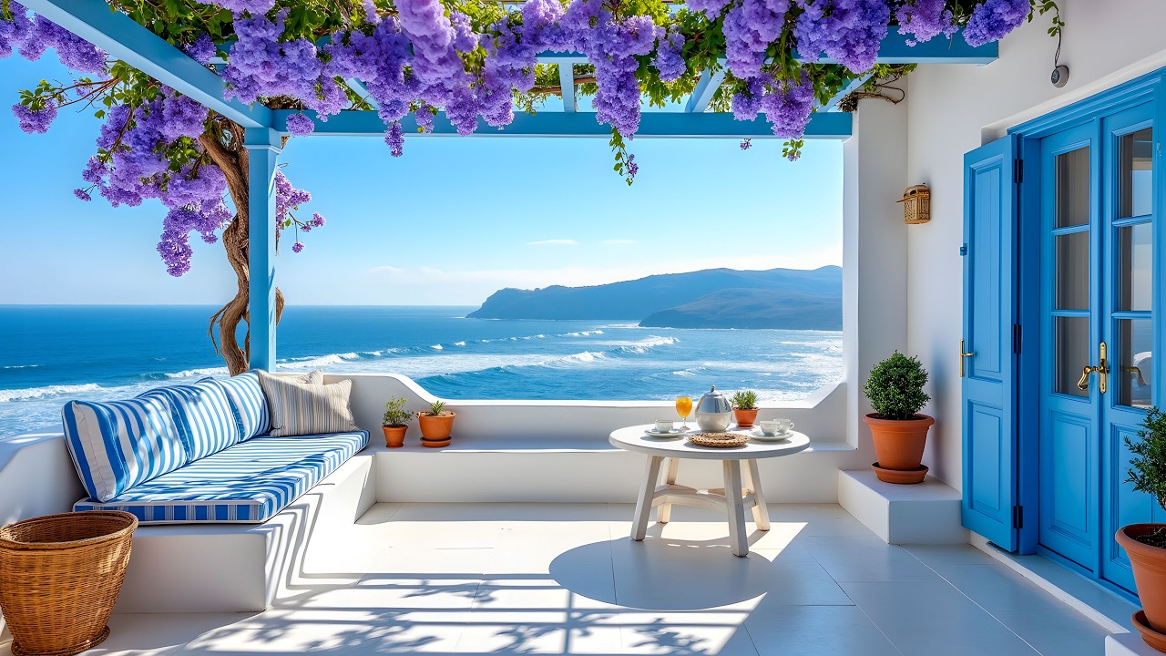 Sunlit Mediterranean Villa Bossa Nova 🌴 Calm Jazz Atmosphere