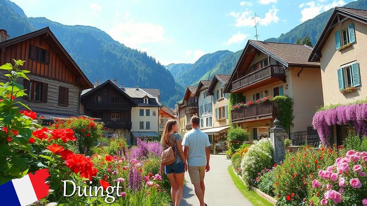Duingt France 🇫🇷 Beautiful Savoyard Village 🏰🌷 French Village Walking Tour 🌞 4K