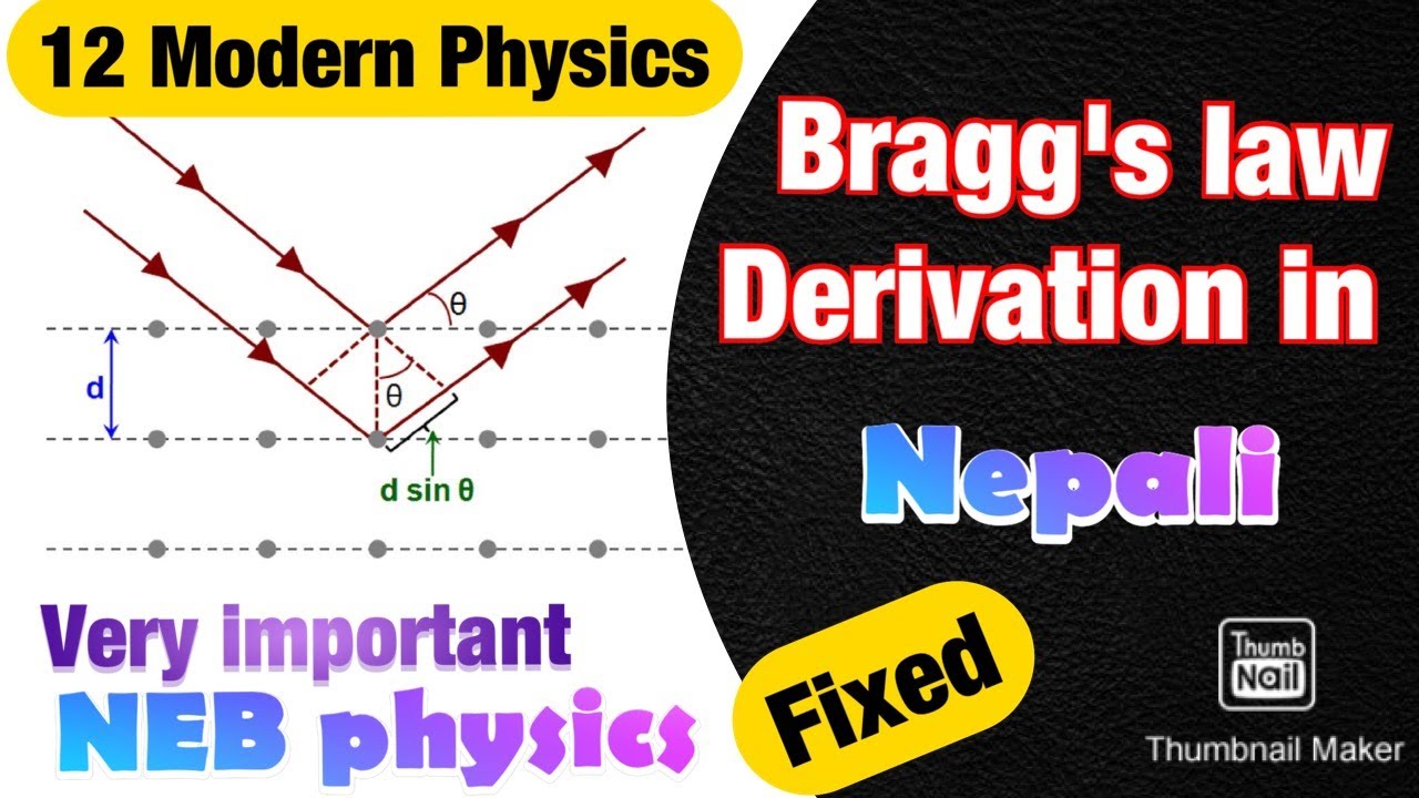 Bragg&rsquo;s law and Bragg&rsquo;s Equation Derivation in Nepali || Class 12 Physics X-ray
