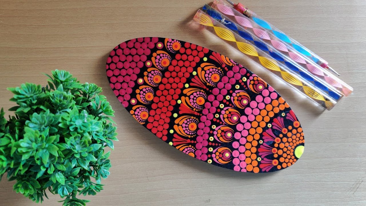 Making Dot Mandala on an Oval shaped MDF board | Dot Mandala Painting for Beginners  | Dot Art