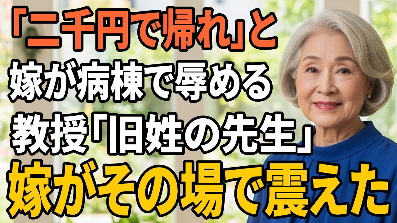 【スカッとする話】「邪魔なら帰れ、はい2000円」嫁が私を病棟で屈辱…直後に教授が私を旧姓の先生と呼び、嫁が震えた【朗読】【スカッと】【シニアライフ】【感動する話】