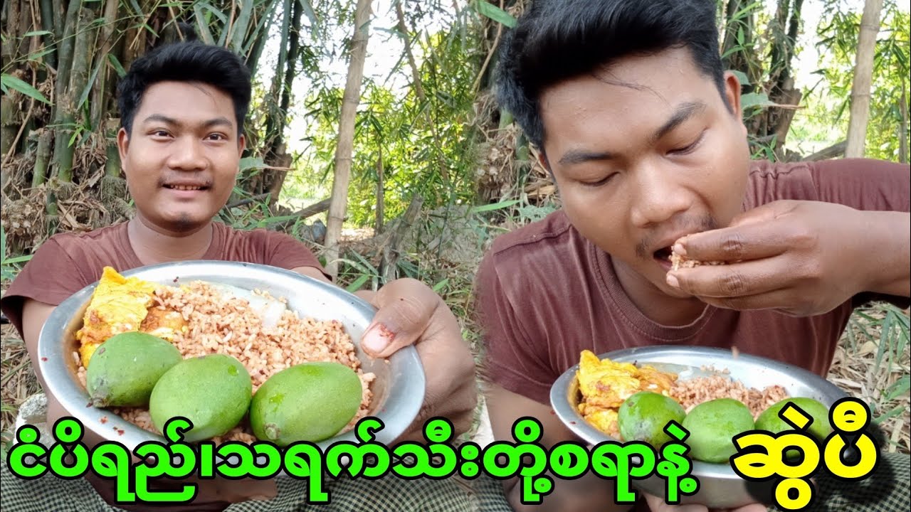 ရာသီပေါ်စာ သရက်သီးကျွတ်ကျွန်လေးနဲ့ ငံပိရည်နဲ့ ထမင်းမြန်မြိန်ဆွဲပီ #mgnyein #foodblogger #village 