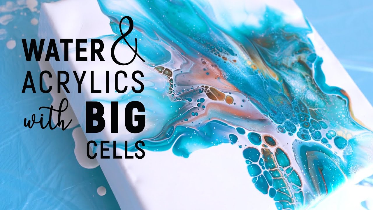 acrylic pour painting cells NO silicone | dutch pour technique | metallics & turqouise