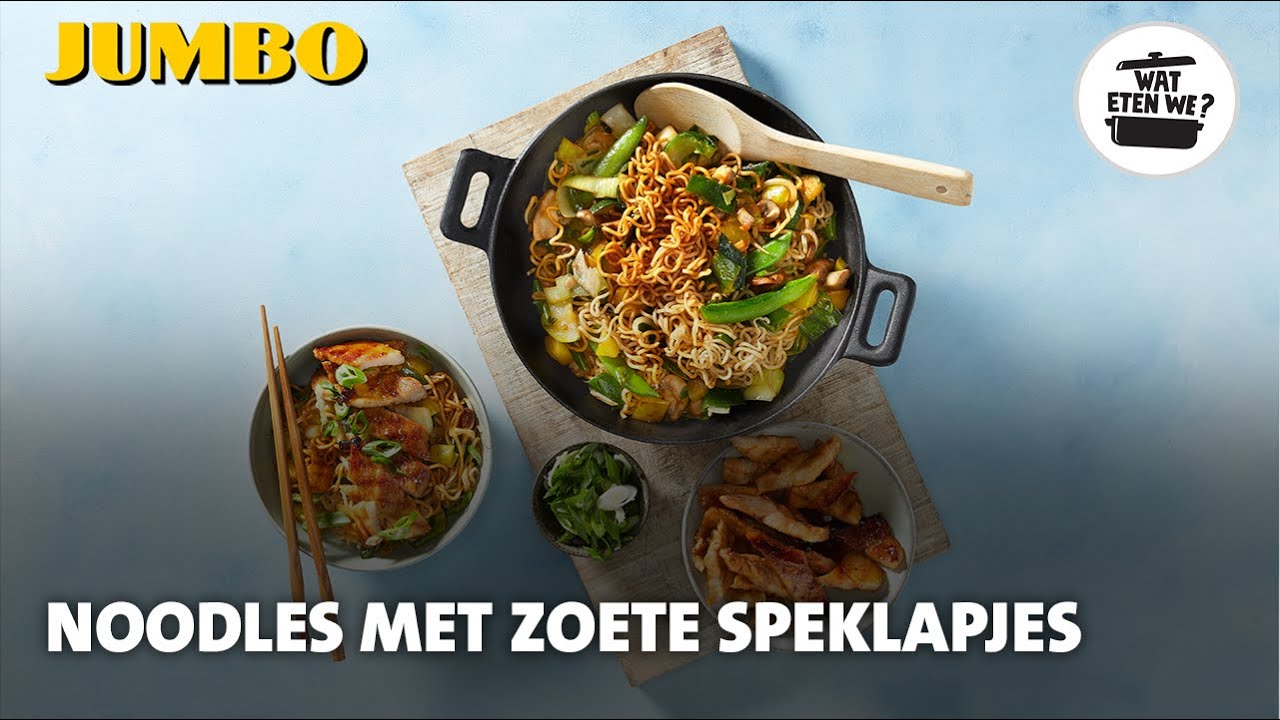 Wat eten we? Noodles met zoete speklapjes