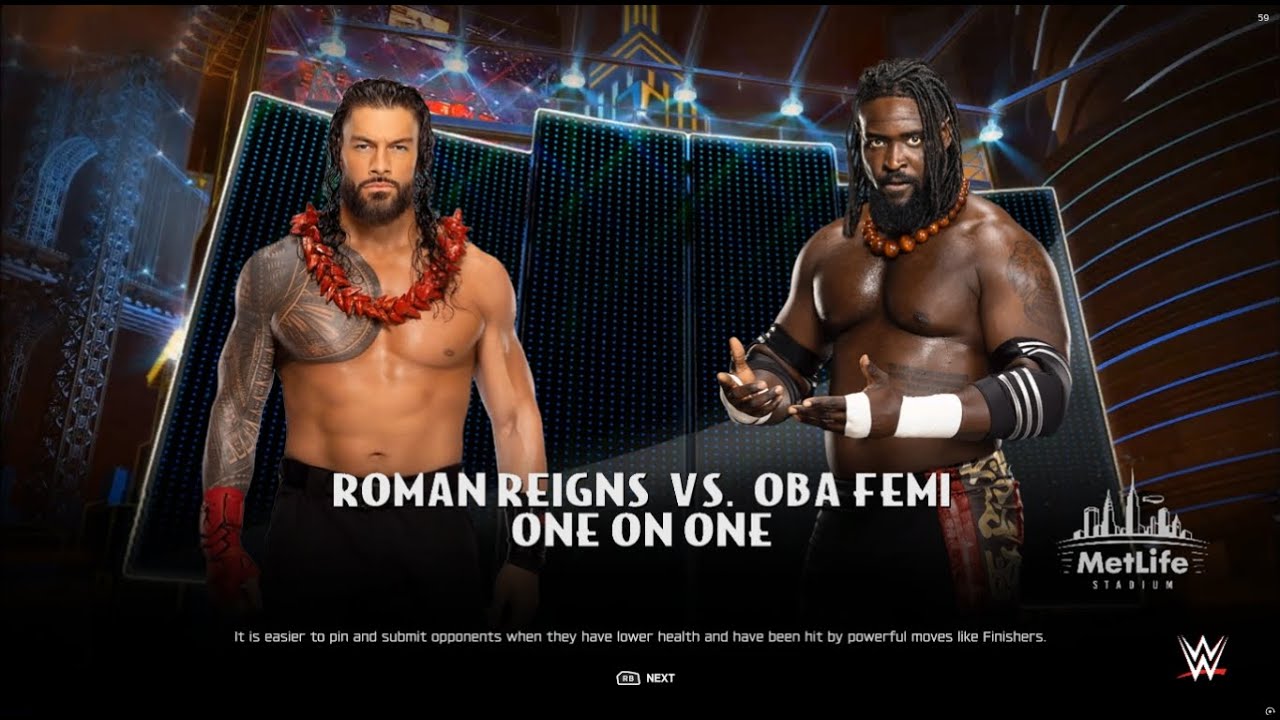 Роман Рейнс против Оба Феми – Правитель бросает вызов вождю племени | WWE2K25