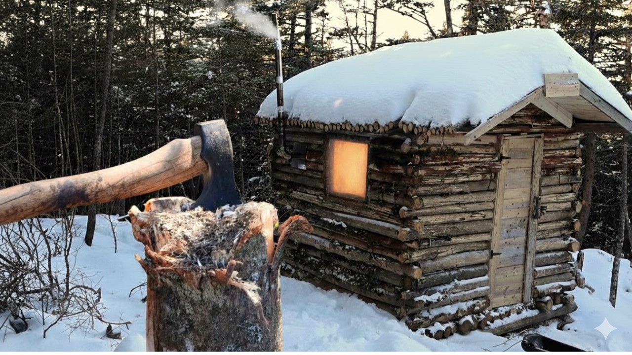Building a Solo Log Cabin for a Newfoundland Winter | 15 Minutes of Pure ASMR (No Talking)