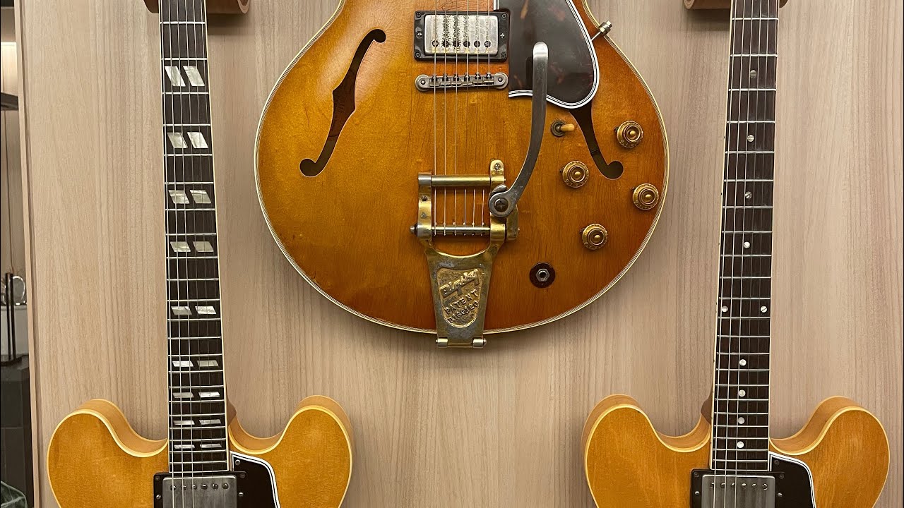 Taking apart the first Gibson 355 off the line in 1958. Checking pots and PAFs. 