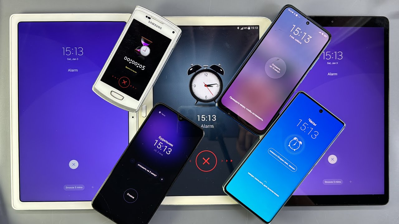 Three Tablets Samsung Tab3+TabA+TabA8 Alarm Clock Redmi Note13pro+ Samsung A50