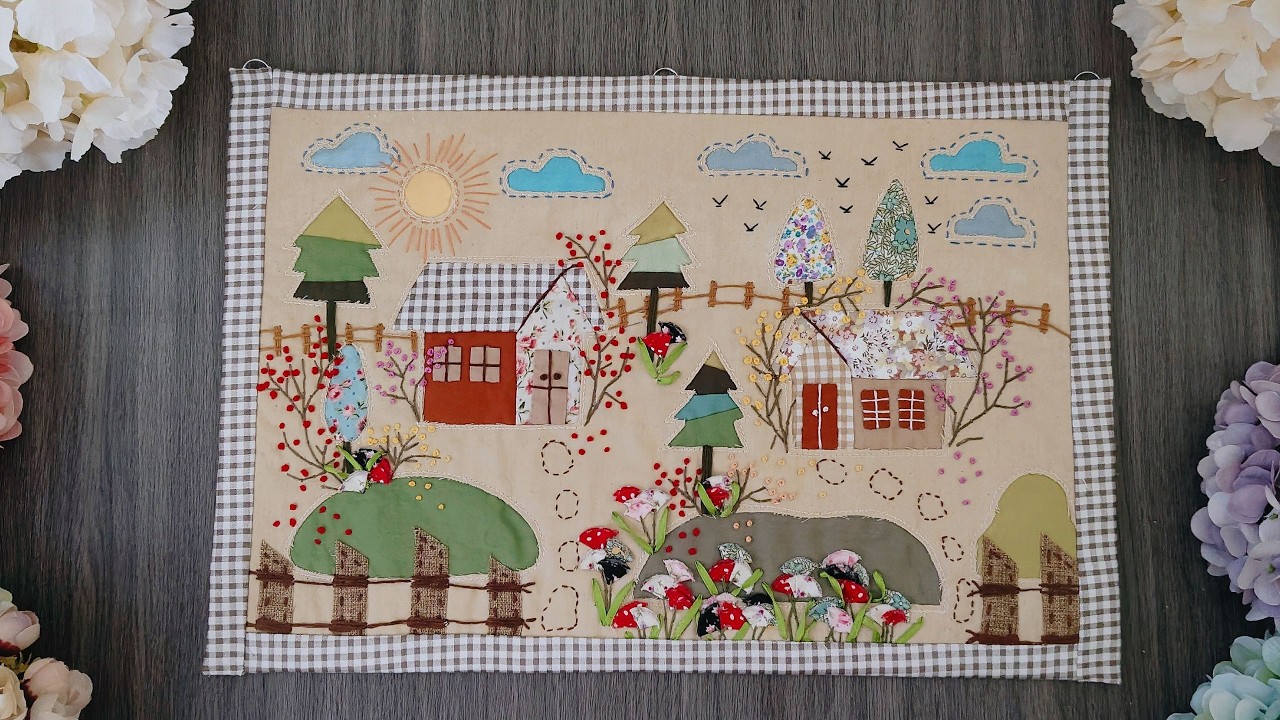 Patchwork Wall Hanging - Fabric Scraps Wall Decoration - Home Decor Design - Gift Idea